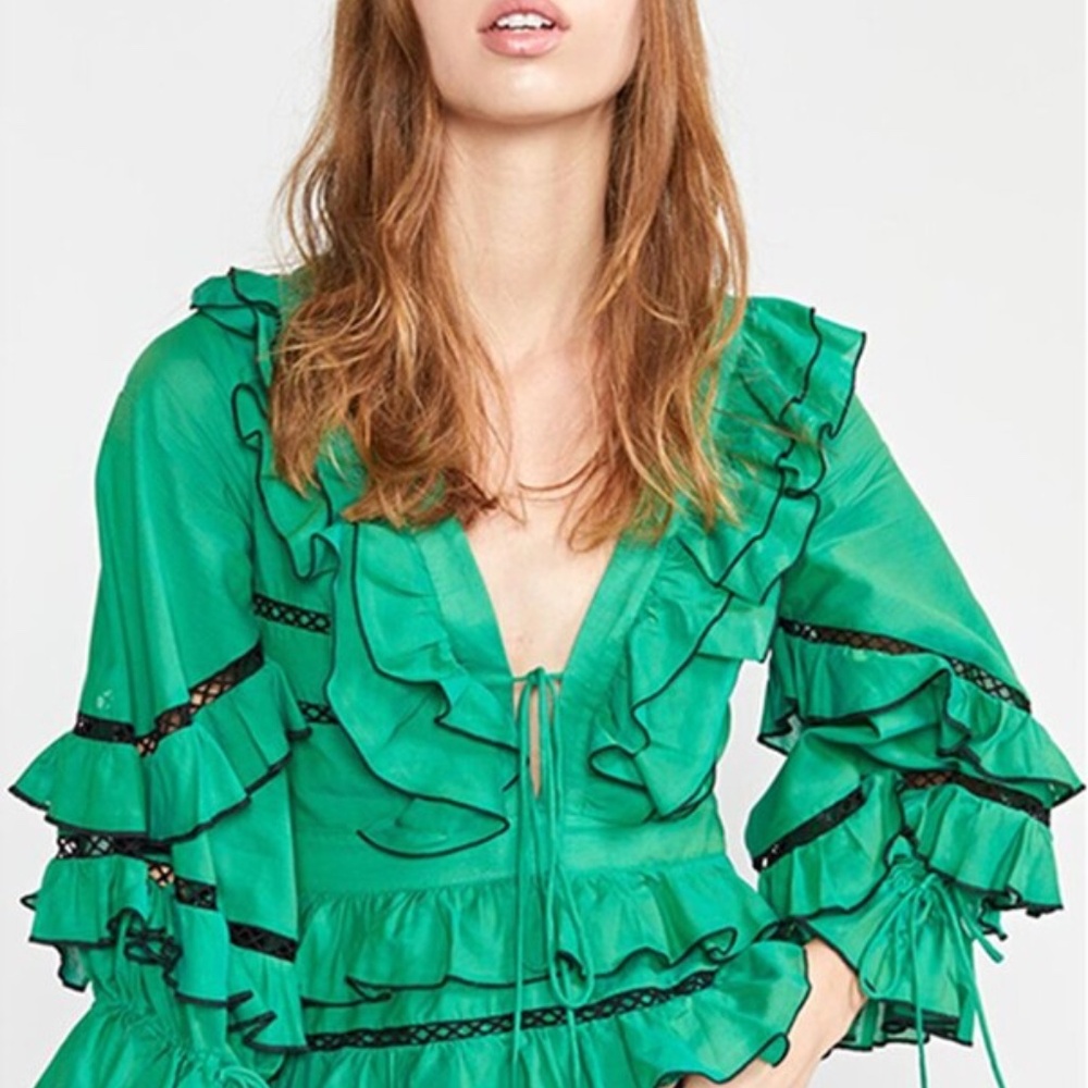 Cynthia Rowley Stella Tie Front Tiered Top